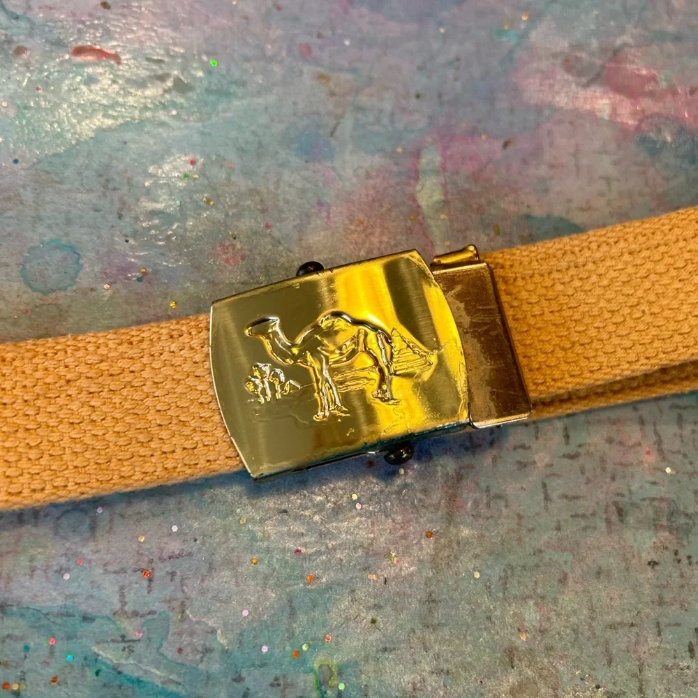 Vintage Camel Buckle Tan Belt